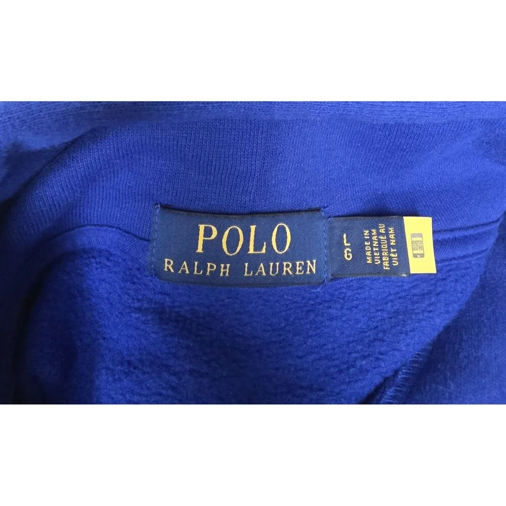 Polo Ralph Lauren Big Pony Crest Fleece Hoodie Mens L Blue Embroidered #3